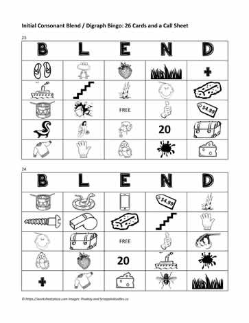 Digraph and Blend Bingo Cards 23-24
